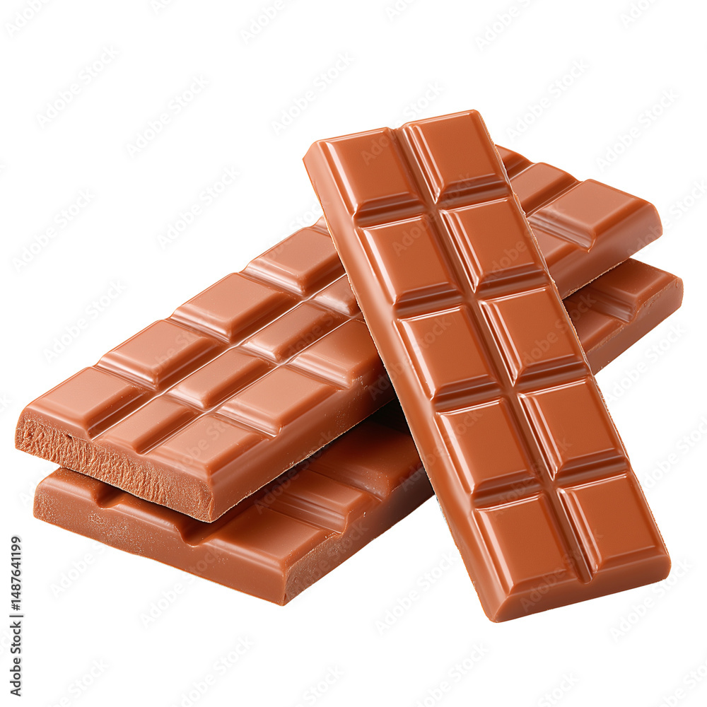 Milk chocolate bars isolated on white background