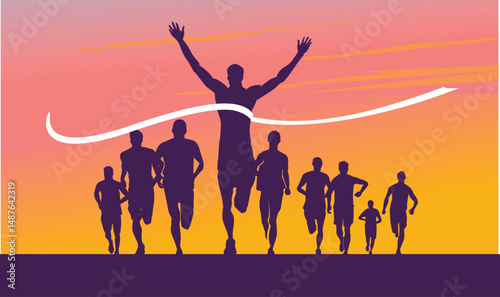 Great elegant vector editable finish line marathon poster background design for your digital and print	