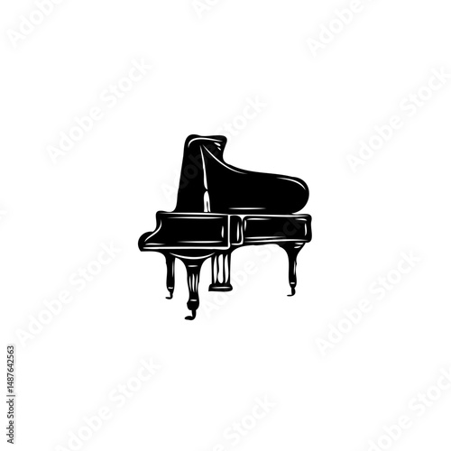 Elegant grand piano silhouette: a timeless illustration of musical instrument