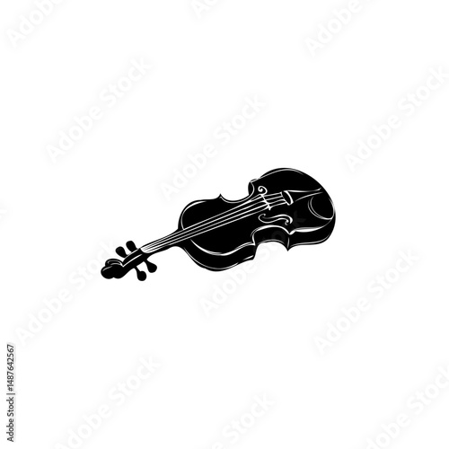 Monochrome Violin Graphic Representation for Digital Design and Illustration