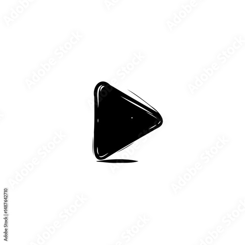 Abstract multimedia play symbol with a bold, asymmetrical, dynamic black shape
