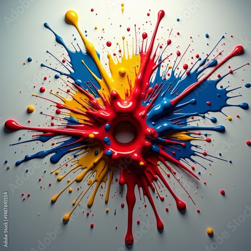 Multicolored splatter pattern on white background