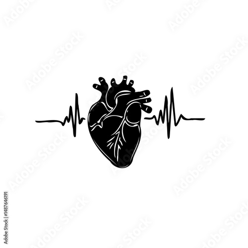Stylized heart with pulse tracing showcases cardiovascular health and vitality