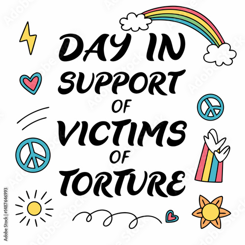 DAY IN SUPPORT OF VICTIMS OF TORTURE vector illustration