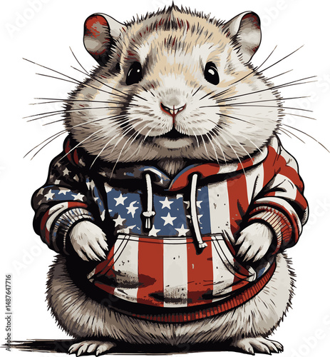 A cute white mouse and a brown rat, both small furry rodents, are isolated with a cup