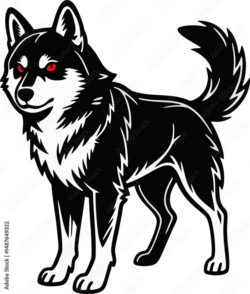 Obraz premium line art vector illustration of haina dog