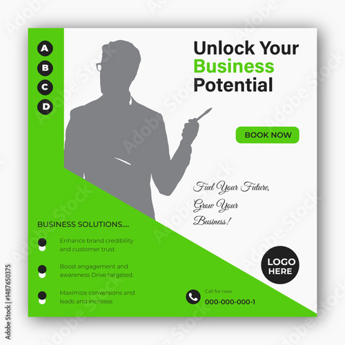 Business webinar invitation design. Webinar and business conference social media post template.
 Online webinar social media post template. Business conference banner template. 
