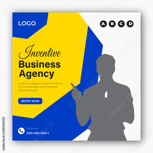 Business webinar invitation design. Webinar and business conference social media post template.
 Online webinar social media post template. Business conference banner template. 