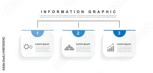 3 process infographic. Timeline infographic with three step column and icons 
