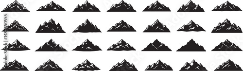Mountain range vector illustration peak landscape silhouette nature adventure hiking climbing travel design