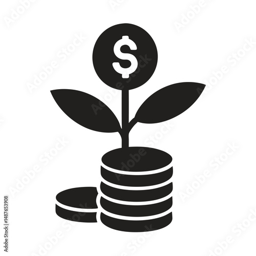 money tree growing from coins