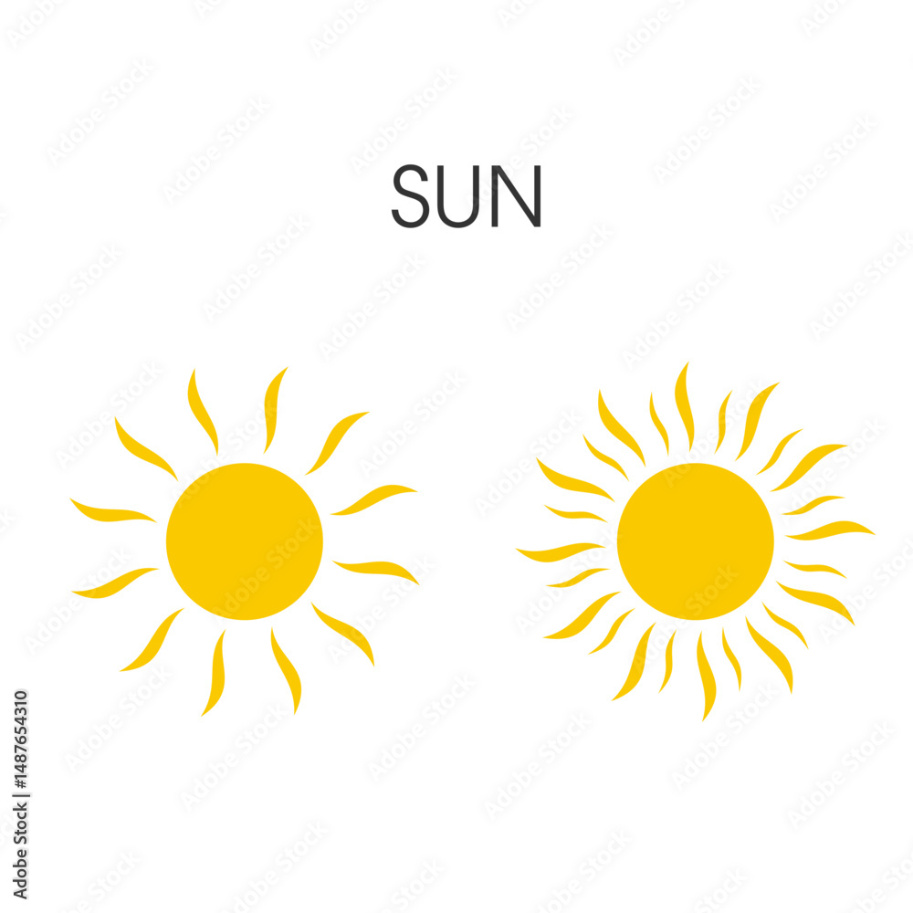 Fototapeta premium Popular Sun Icons Set in Flat Vector Style