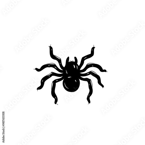 Monochrome illustration of a spider with long legs for spooky designs