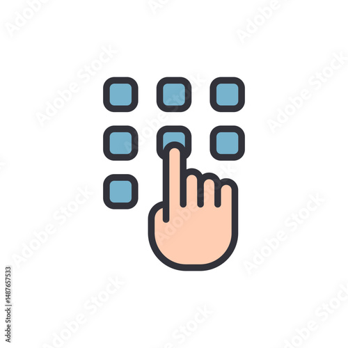 Illustration Of A Hand Touching A Digital Blue Touchpad Interface