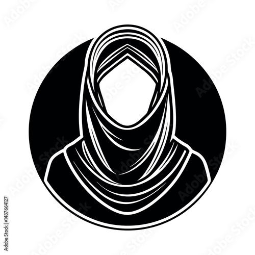 Illustration of a Faceless Woman Wearing A Hijab Head Covering
