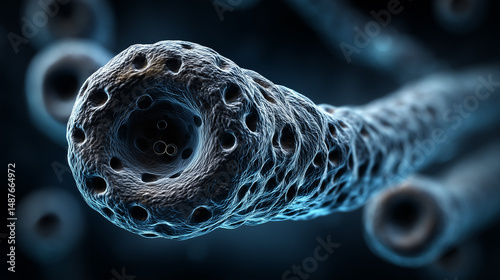 Microscopic view of detailed microtubules in a cellular structure  