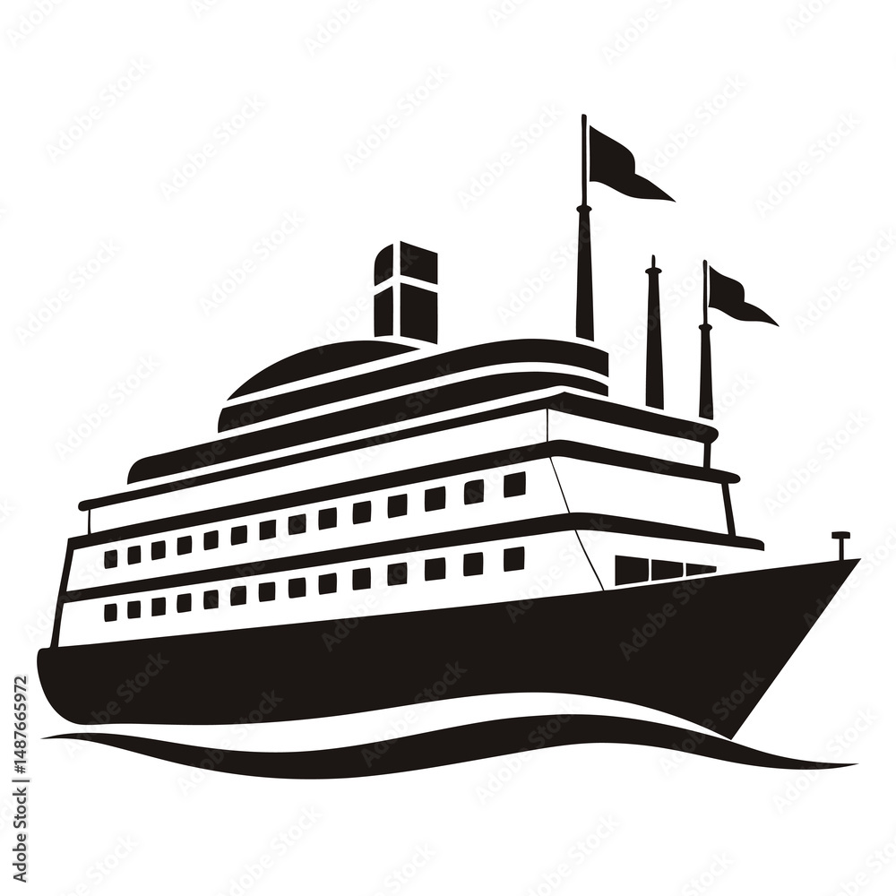 Obraz premium Ship with Multiple Flags