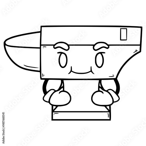 anvil character illustration hand drawn outline vector