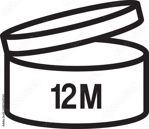 PAO 12M Label Icon. Period After Opening