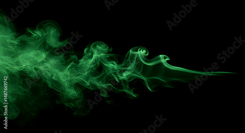 abstract,  background,  black, Abstract Green Smoke on Black Background