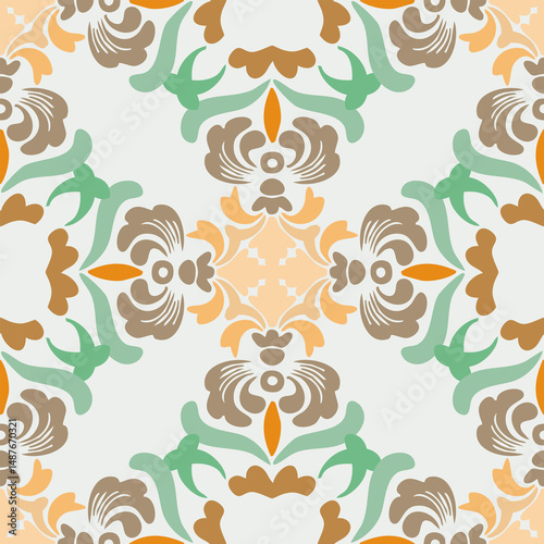 Spring Floral Damask Seamless Vector Pattern. 

