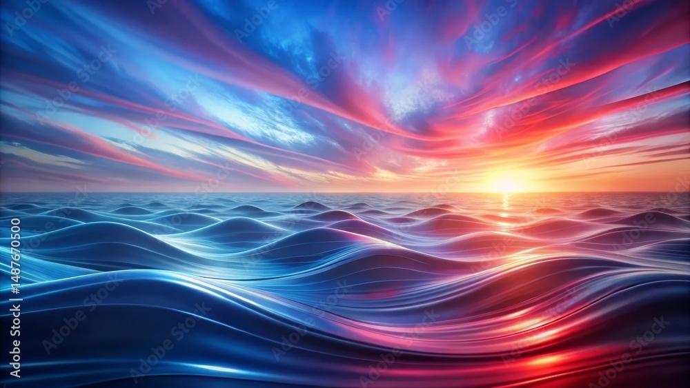 Serene Ocean Waves at Sunset A Dreamlike Seascape of Vibrant Hues and Smooth Undulations Serene Ocean Waves at Sunset A Dreamlike Seascape of Vibrant Hues and Smooth Undulations