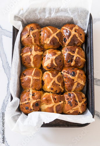 Ready to eat hot cross buns