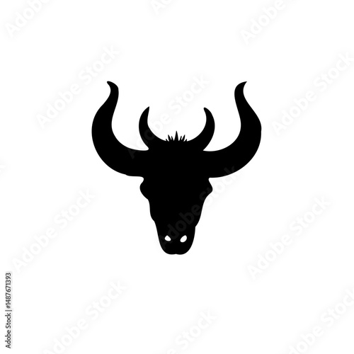 Abstract depiction of a bovine head with prominent curved horns