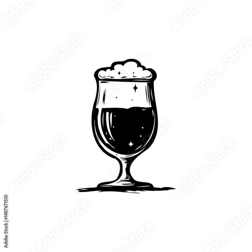 Stylized depiction of a foamy beverage in a stemmed glass, with artistic flair