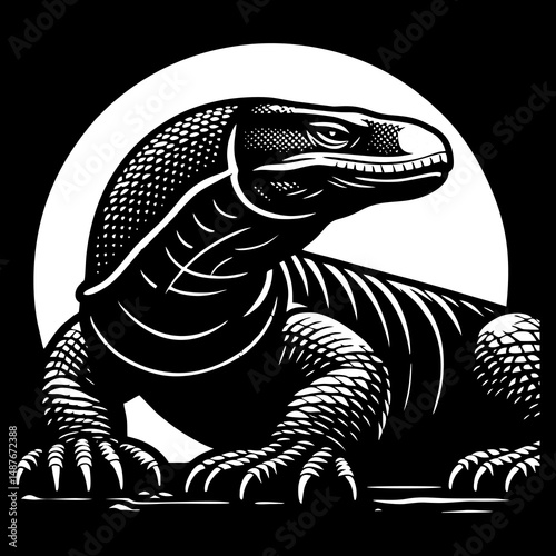 Komodo vector, reptile predator, dragon beast, wild creature, fierce lizard for merchandise design, mascot logo, t-shirt artwork, and vector brand identity project

