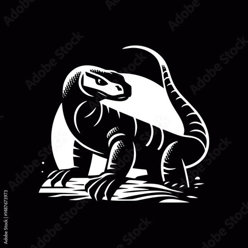 Komodo vector, fierce creature, tropical reptile, wild predator, asian dragon for branding identity, logo creation, shirt design, mascot artwork, and template graphic