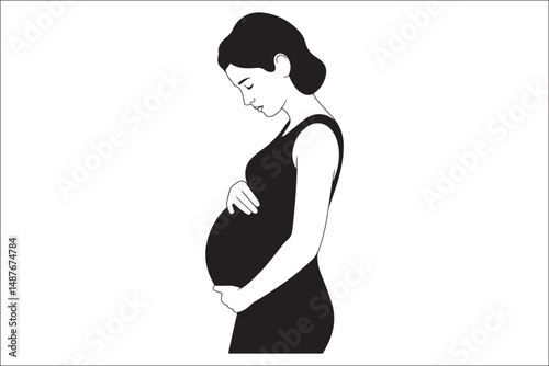 Pregnant Woman Silhouette Icon Set – Maternity Clipart, Baby Bump Vector, Mom to Be Illustrations