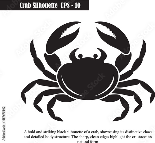 Bold Crab Silhouette - Marine Life Vector Illustration