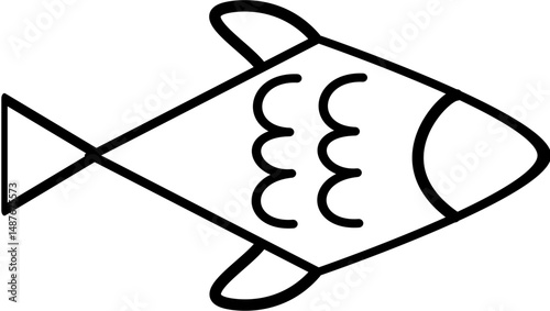 Black Cute Fish Cone Vector