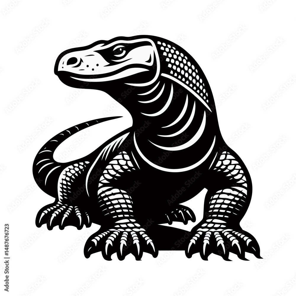 Ταπετσαρία Komodo vector, asian reptile, wild lizard, tropical dragon, fierce predator for