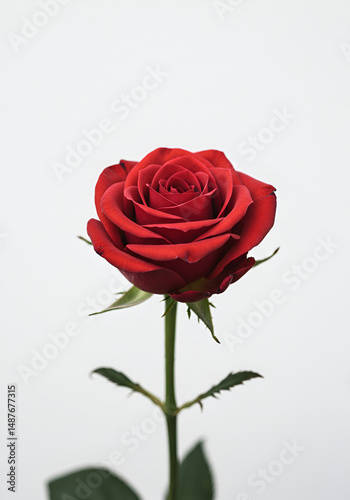 Single vibrant red rose