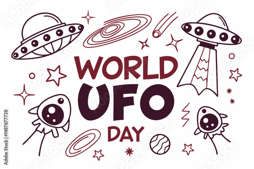 WORLD UFO DAY vector illustration