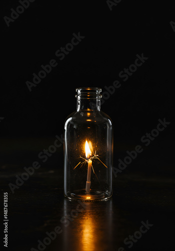 Small glass bottle with candle