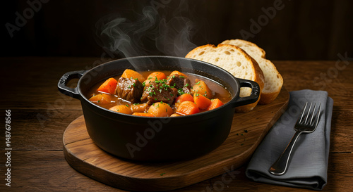 beef stew,  stew,  beef, Steaming Hot Beef Stew with Crusty Bread
