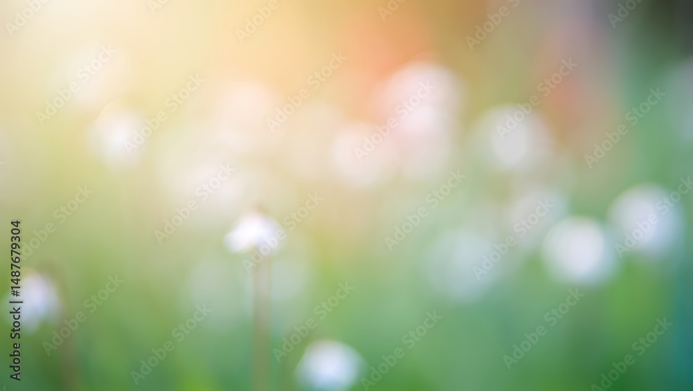 Obraz premium Soft Focus Meadow Delicate White Flowers in Sunlight