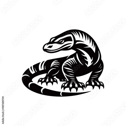 Komodo vector, fierce lizard, indonesia reptile, predator beast, exotic animal for template use, poster design, brand identity, visual art, and commercial illustration asset