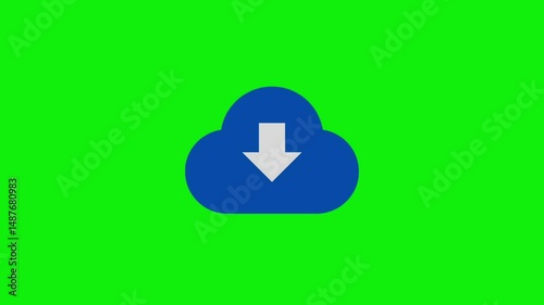 Cloud download icon on blank background. Video download motion graphic animation.