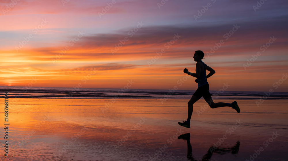 Silhouette of a runner in motion Silhouette of a runner in motion