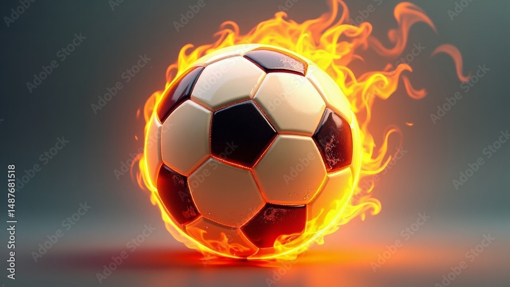 Fototapeta premium Fiery soccer ball or Inferno sports ball