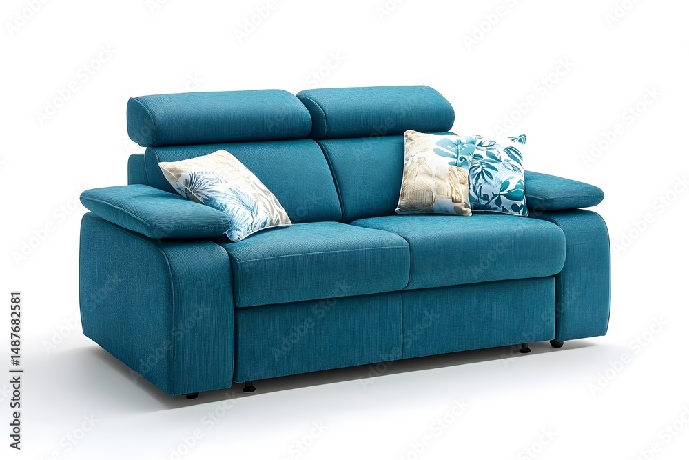Naklejka premium Blue classic sofa. Interior design concept. Isolated object on white background.