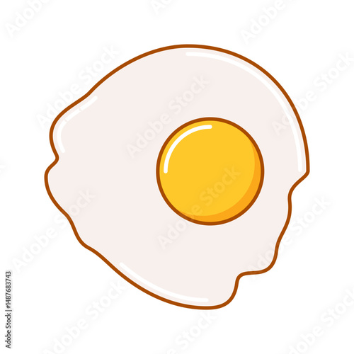 Cartoon style fried egg with exaggerated yolk shine.
