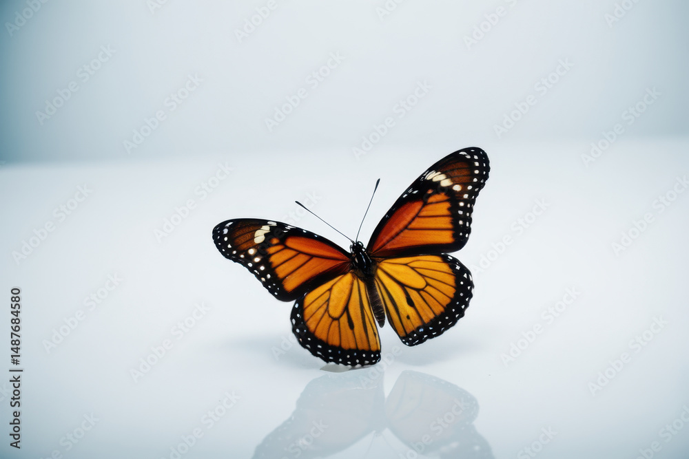 Obraz premium A butterfly perches on a table, looking around