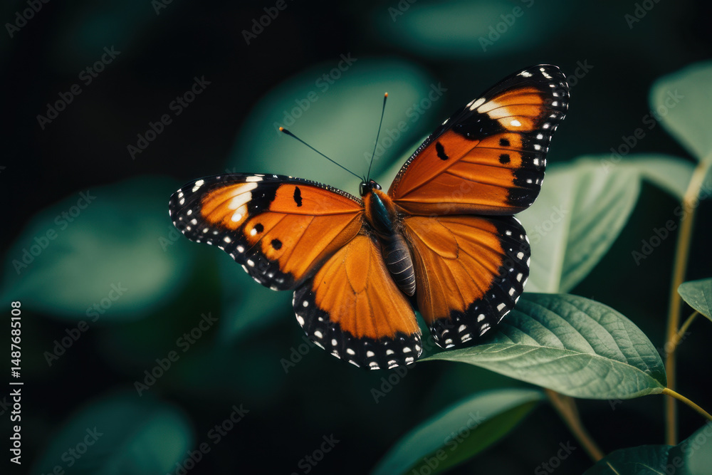 Fototapeta premium A butterfly perched on a leaf