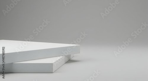 white,  platform,  platforms, Minimalist White Platforms on Gray Background