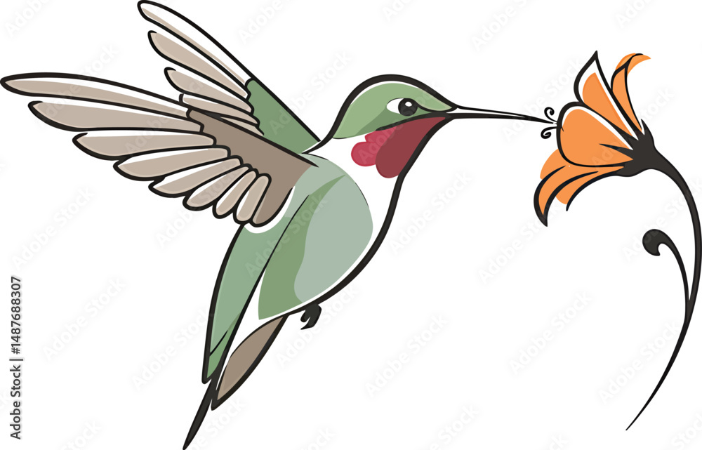 Obraz premium Minimalist Hummingbird Vector
